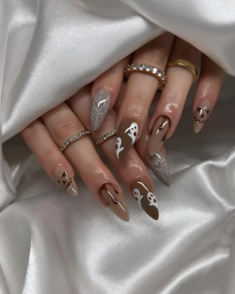 Cozy Ghost Spiderweb Nails