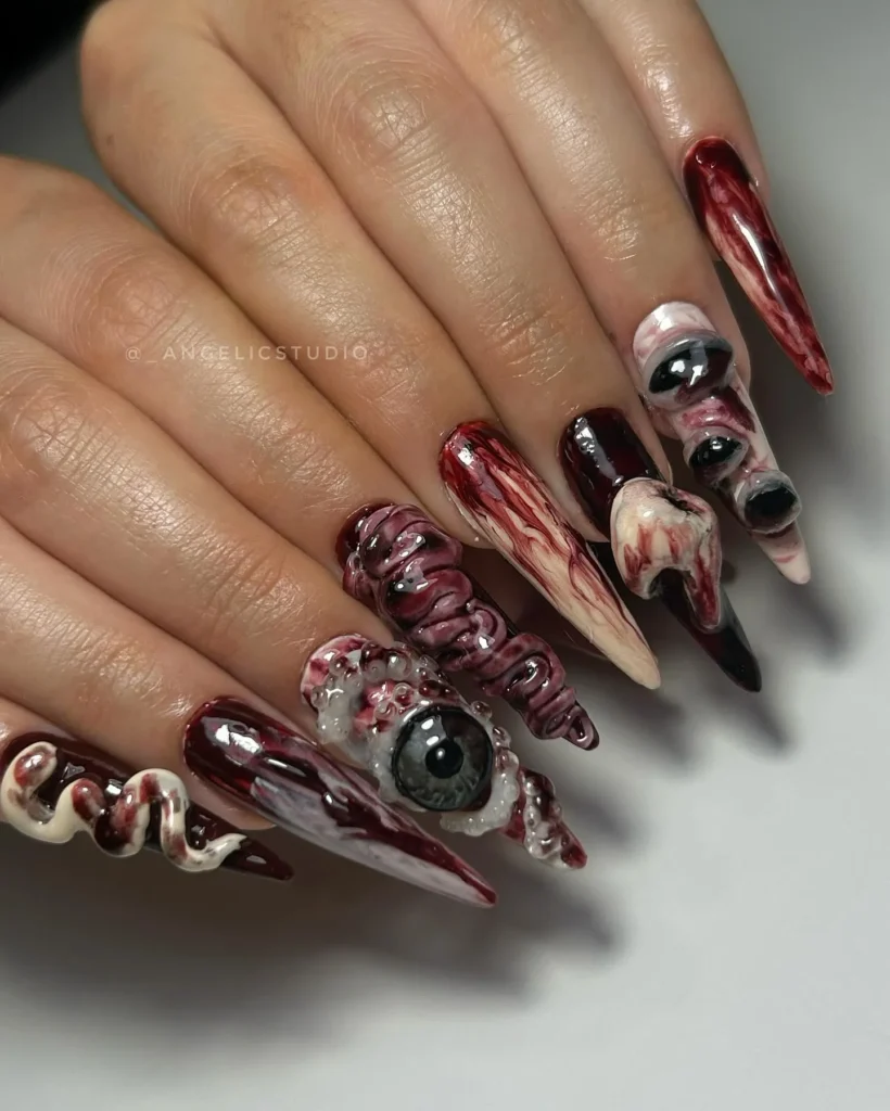 3D Bloody Horror Nails