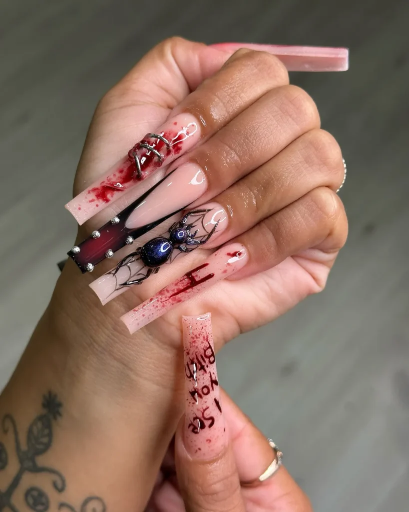 Gothic Blood Spider Nails