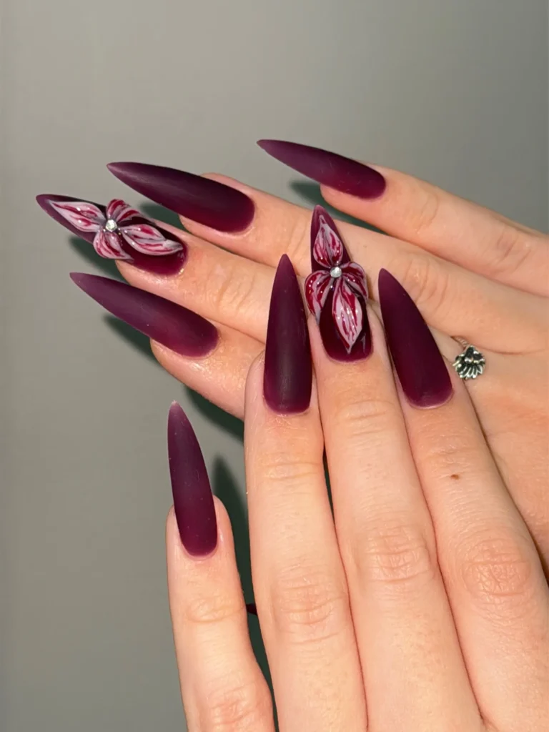 Matte Maroon Nail Design