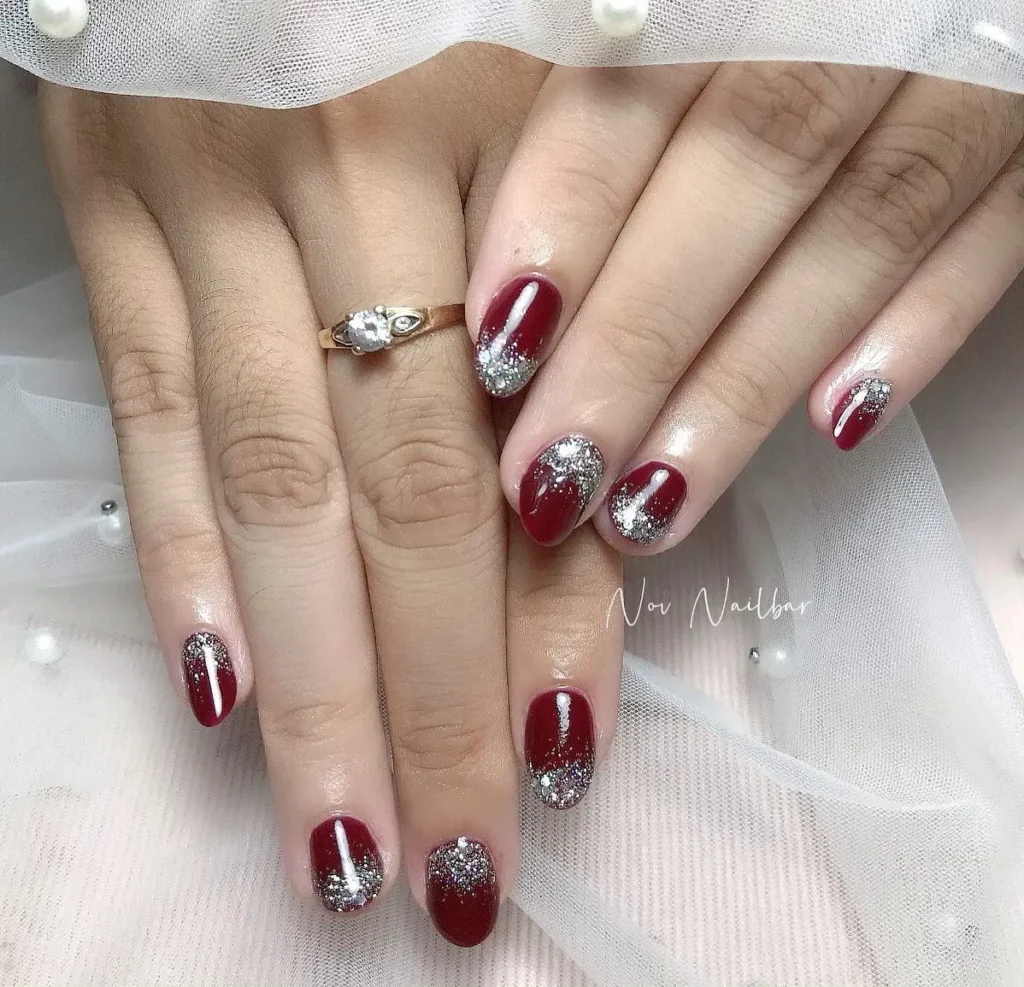 Maroon Ombre Fall Nails